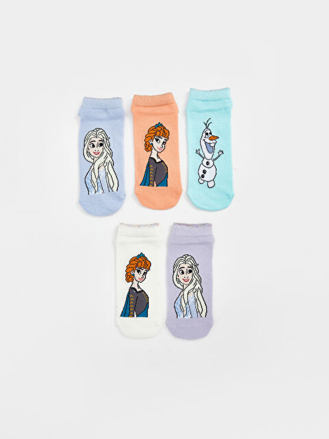 LCW Kids Elsa Desenli Kız Çocuk Patik Çorap 5'li - S53296Z4-J0G