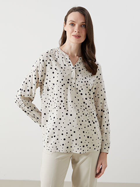 LCW Grace Kaçık Yaka Desenli Kadın Bluz - S53332Z8-LQB