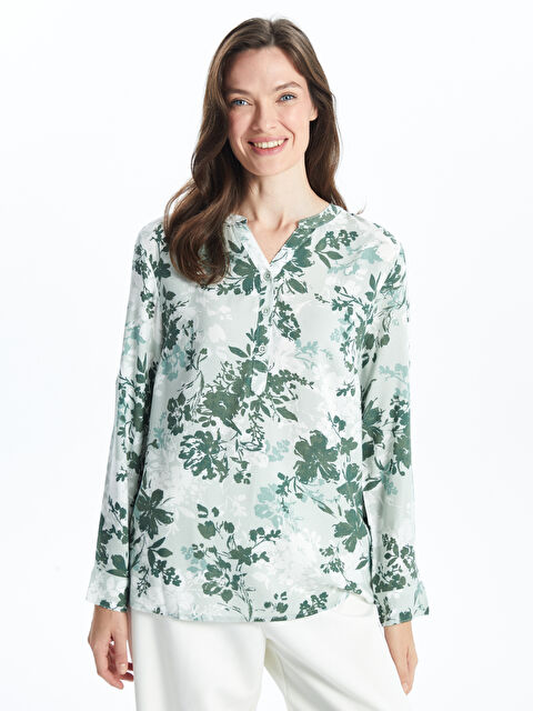 LCW Grace Notch Neck Patterned Women's Blouse - S53332Z8-LRL