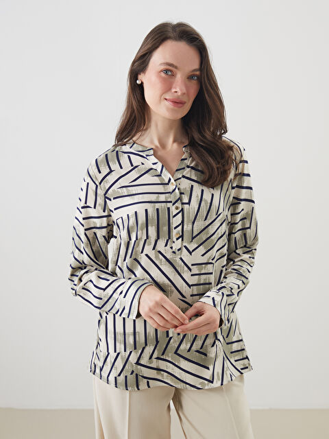 LCW Grace Kaçık Yaka Desenli Bluz - S53332Z8-VE4