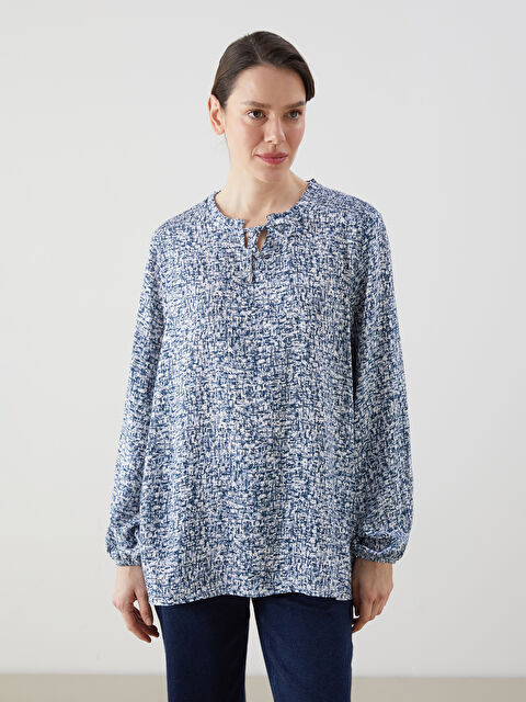 LCW Grace Bağlamalı Yaka Desenli Kadın Bluz - S53337Z8-LS3