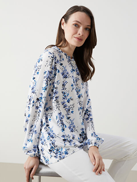 LCW Grace Bağlamalı Yaka Desenli Kadın Bluz - S53337Z8-SWC
