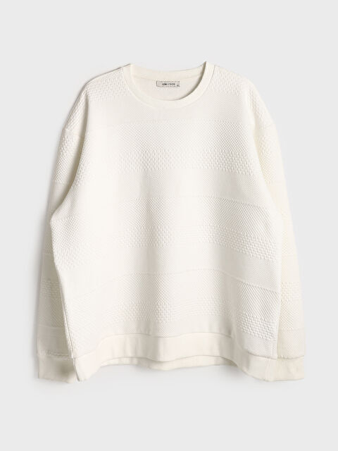 LCW Vision Crew Neck Embossed Men's Sweatshirt - S53443Z8-R9J