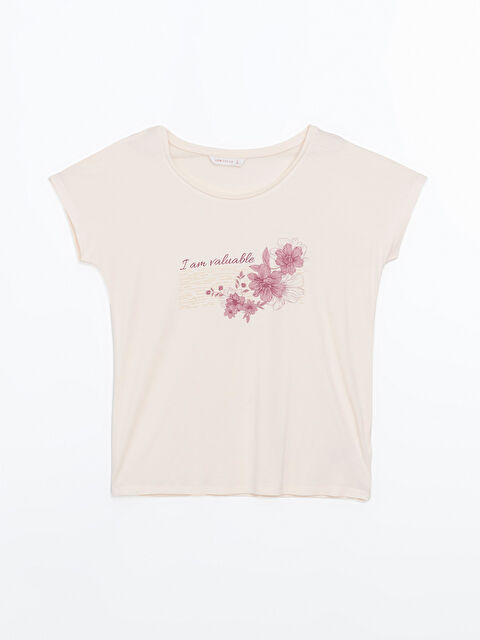 LCW DREAM Bisiklet Yaka Baskılı Kadın Pijama Üstü - S53525Z8-FST