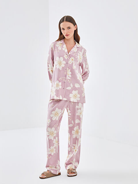 LCW DREAM Collared Neck Floral Women's Pyjama Set - S53529Z8-LSD