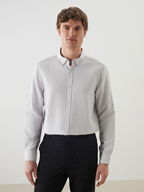 LCW Vision Slim Fit Uzun Kollu Armürlü Erkek Gömlek - S53537Z8-SPS