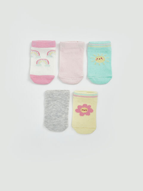 LCW baby Baskılı Kız Bebek Patik Çorap 5'li - S53633Z1-FDU