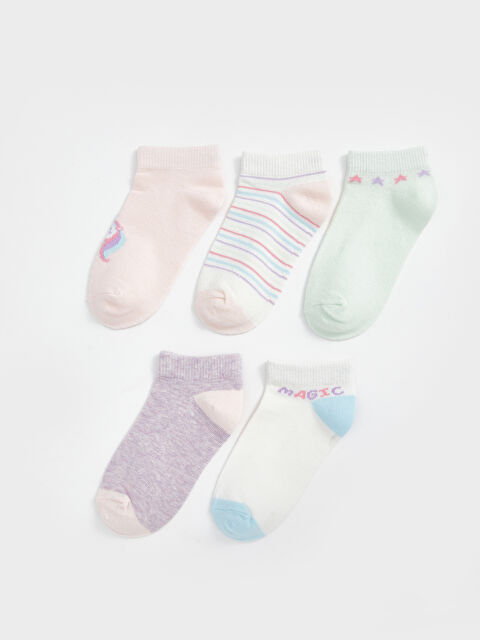 LCW baby Baskılı Kız Bebek Patik Çorap 5'li - S53638Z1-JM1