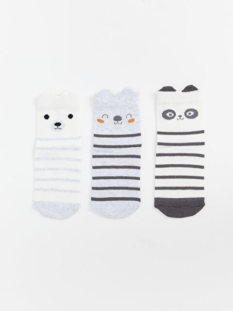 LCW ECO Baskılı Erkek Bebek Patik Çorap 3'lü - S53680Z1-FDU