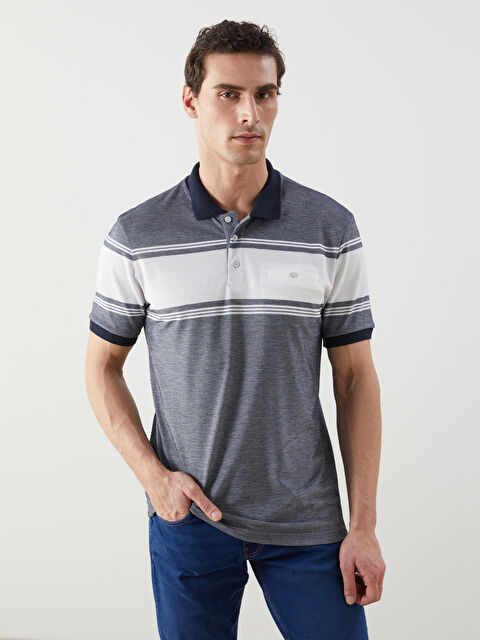LCWAIKIKI Classic Polo Yaka Çizgili Pike Erkek Tişört - S53702Z8-LGS