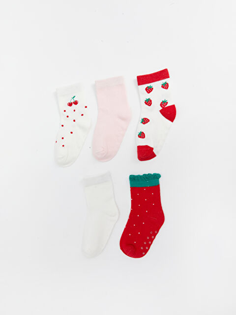 LCW baby Baskılı Kız Bebek Soket Çorap 5'li - S53723Z1-FDL