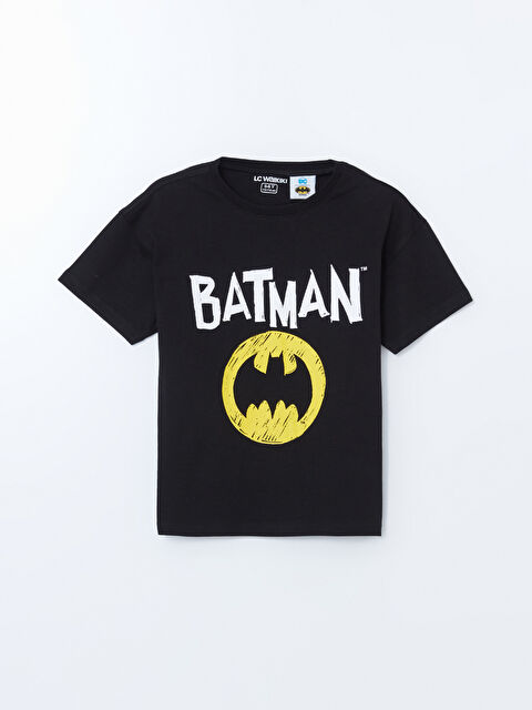 LCW Kids Bisiklet Yaka Batman Baskılı Erkek Çocuk Pijama Üst