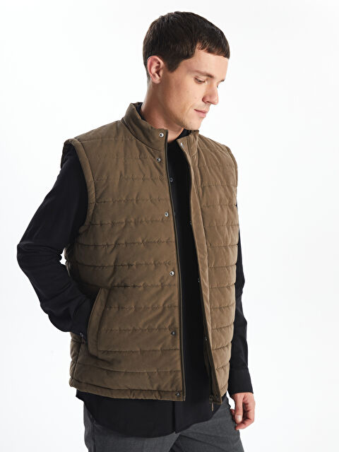 SOUTHBLUE Standart Kalıp Dik Yaka Süet Erkek Yelek - S53861Z8-PS7