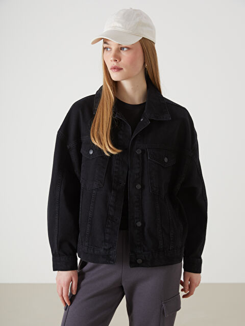 LCW Vision Gömlek Yaka Oversize Kadın Jean Ceket - S53969Z8-327