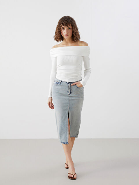 LCW Vision Dar Fit Kadın Jean Etek - S53972Z8-507