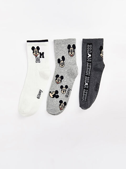 LCW DREAM Mickey Mouse Baskılı Kadın Soket Çorap 3'lü - S54086Z8-FFB