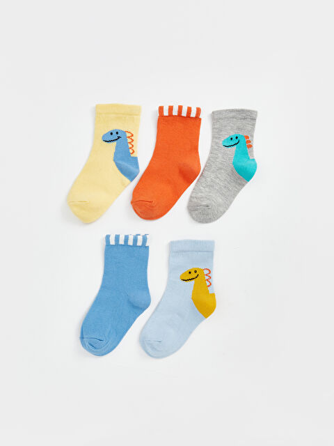 LCW ECO Dinozor Baskılı Erkek Bebek Soket Çorap 5'li - S54110Z1-JY3