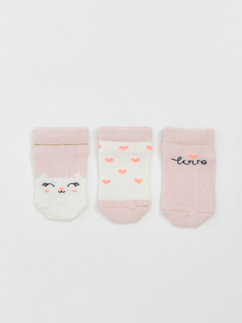 LCW baby Baskılı Kız Bebek Patik Çorap 3'lü - S54141Z1-E5Y