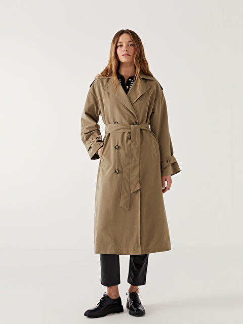 LCW Modest Ceket Yaka Kadın Trençkot - S54187Z8-Y7X
