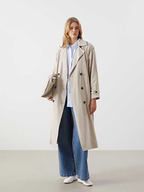 LCW Modest Ceket Yaka Kadın Trençkot - S54187Z8-YB2