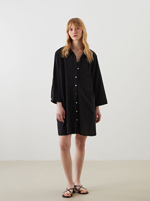 LCW DREAM Gömlek Yaka Poplin Kadın Plaj Elbisesi - S54239Z8-HEG