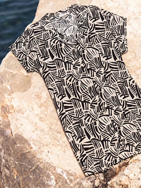 LCW DREAM Gömlek Yaka Desenli Kadın Plaj Elbisesi