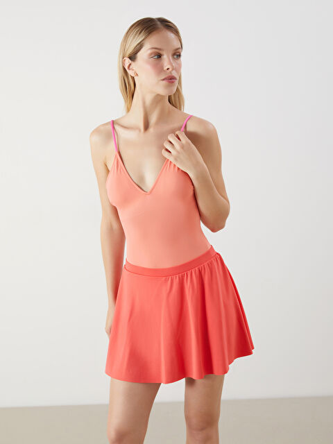 LCW DREAM Elastic Waist Women's Swimming Shorts Skirt - S54246Z8-H0C