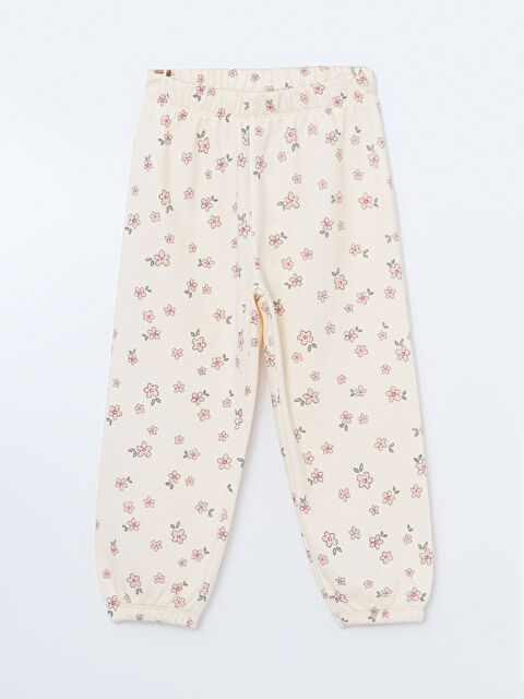 LCW Kids Beli Lastikli Çiçekli Kız Çocuk Eşofman Alt - S54266Z1-LRA