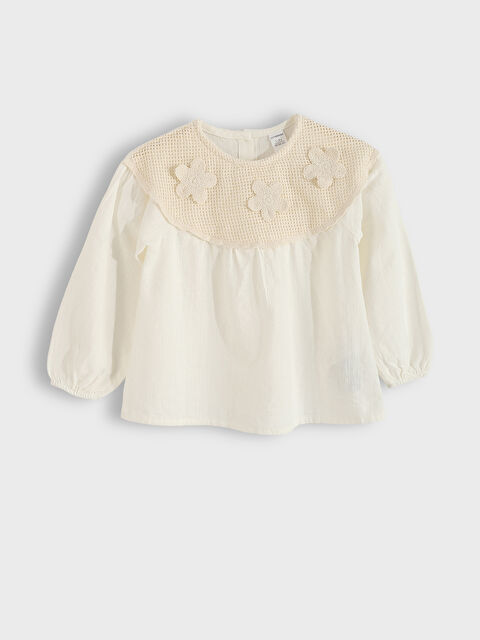 LCW Kids Bisiklet Yaka Nakışlı Kız Bebek Bluz - S54286Z1-JYX