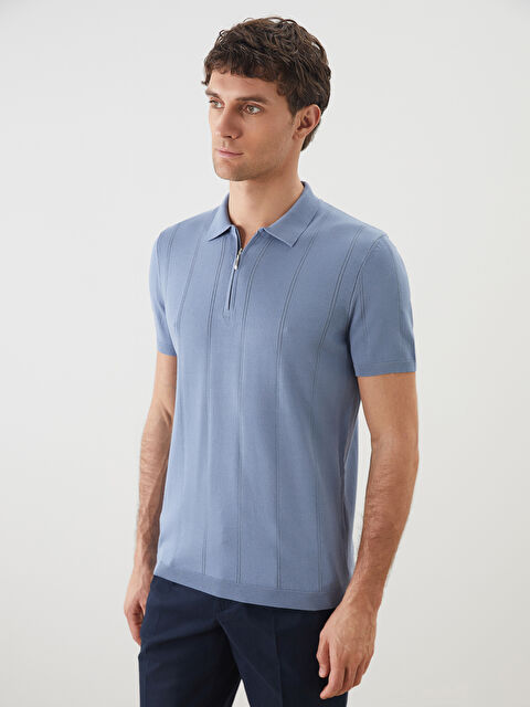 LCW Vision Polo Yaka Kısa Kollu Erkek Triko Kazak - S54334Z8-GFK