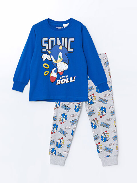 LCW Kids Bisiklet Yaka Sonic Baskılı Erkek Çocuk Pijama Takımı - S54342Z4-JUF
