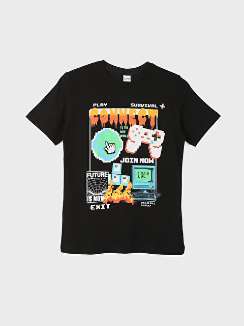 LCW Kids تيشيرت للأولاد مطبوع بأكمام قصيرة ورقبة دائرية - S54384Z4-CVL