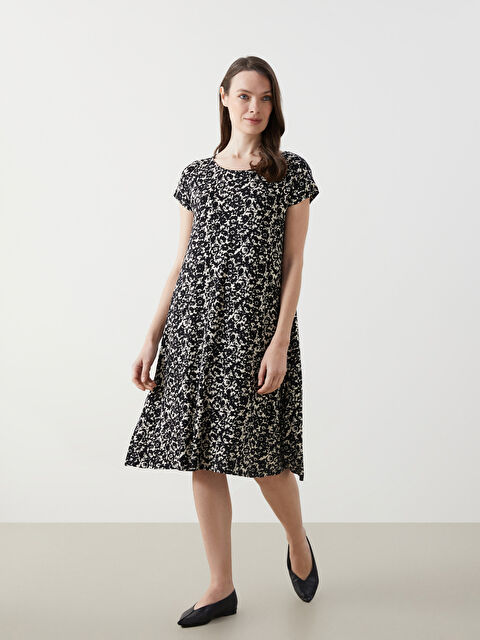 LCW Grace Crew Neck Floral Women's Dress - S54394Z8-SW6
