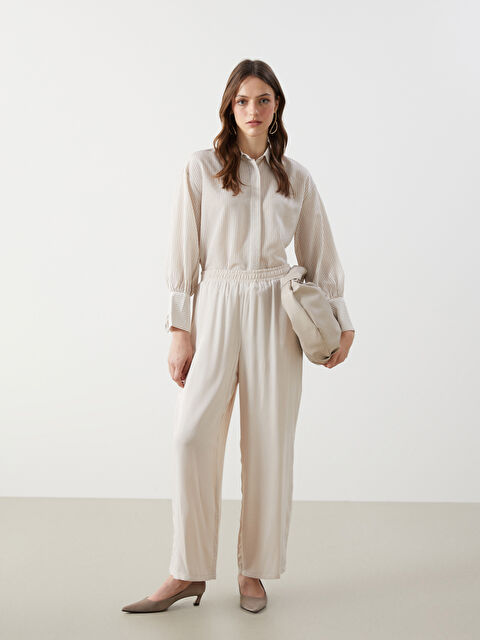 LCW Modest Elastic Waist Wide Leg Women's Trousers - S54395Z8-FZJ