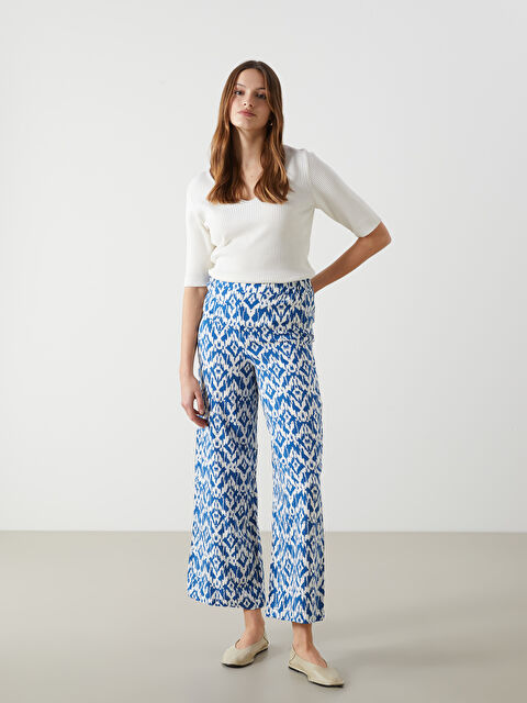 LCW Modest Elasticated Waist Patterned Women's Trousers - S54398Z8-LQR