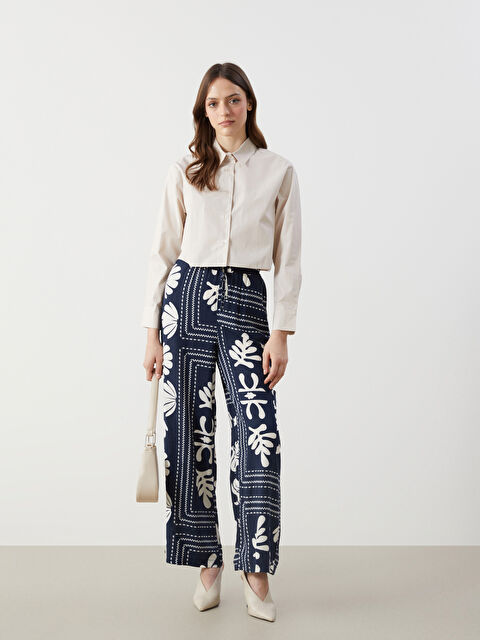 LCW Modest Elasticated Waist Patterned Women's Trousers - S54401Z8-LSJ