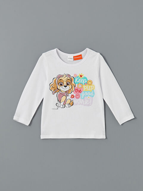 LCW Kids Bisiklet Yaka Paw Patrol Baskılı Kız Çocuk Pijama Üst - S54421Z1-Q6K