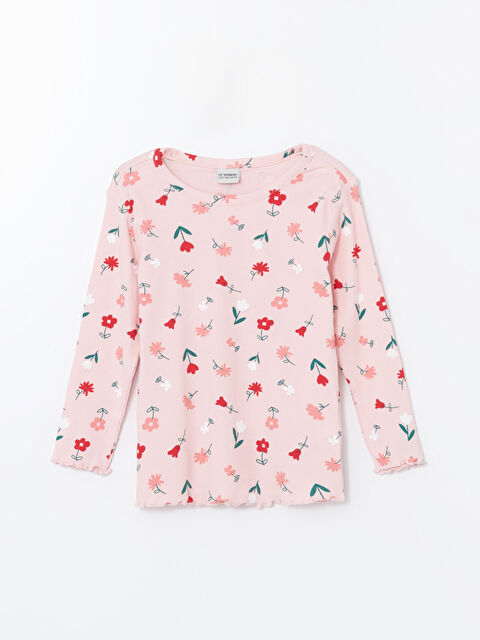 LCW Kids Bisiklet Yaka Çiçekli Kız Çocuk Pijama Üst - S54481Z1-LT4