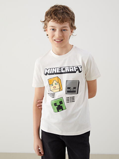 LCW Kids Bisiklet Yaka Minecraft Baskılı Erkek Çocuk Tişört - S54542Z4-FES