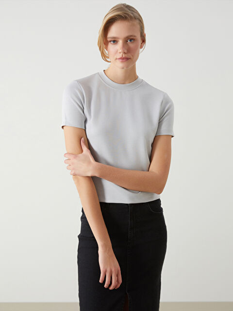 LCW Vision Bisiklet Yaka Kadın Tişört - S54596Z8-G2Y