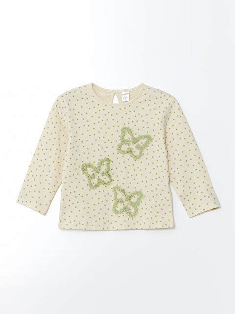 LCW Kids Bisiklet Yaka Puantiyeli Kız Çocuk Tişört - S54652Z1-LRA