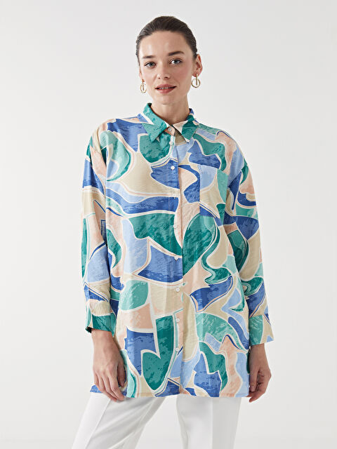 LCW Modest Patterned Buttoned Women's Shirt Tunic - S54708Z8-LQQ