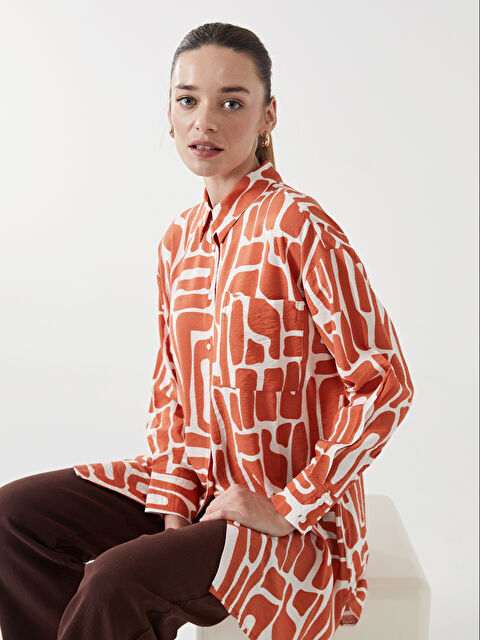 LCW Modest Patterned Buttoned Women's Shirt Tunic - S54708Z8-LR0