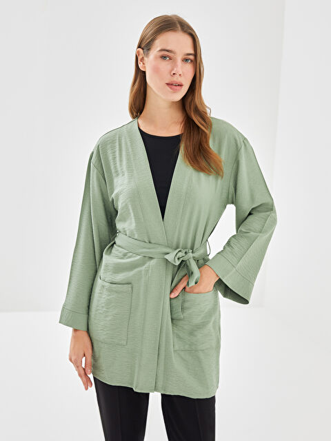 LCW Modest Shawl Collar Oversize Women's Kimono - S54711Z8-GX7