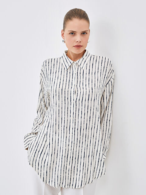 LCW Modest Striped Oversize Women's Shirt Tunic - S54722Z8-LEN