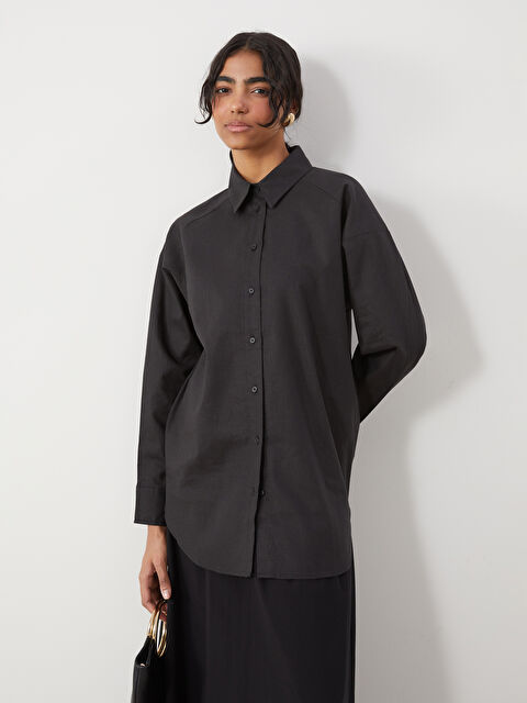 LCW Modest Oversize Linen Blend Women's Shirt - S54730Z8-CVL