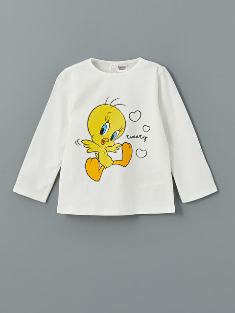LCW baby Tweety Baskılı Penye Kız Bebek Pijama Üst - S54744Z1-FDU