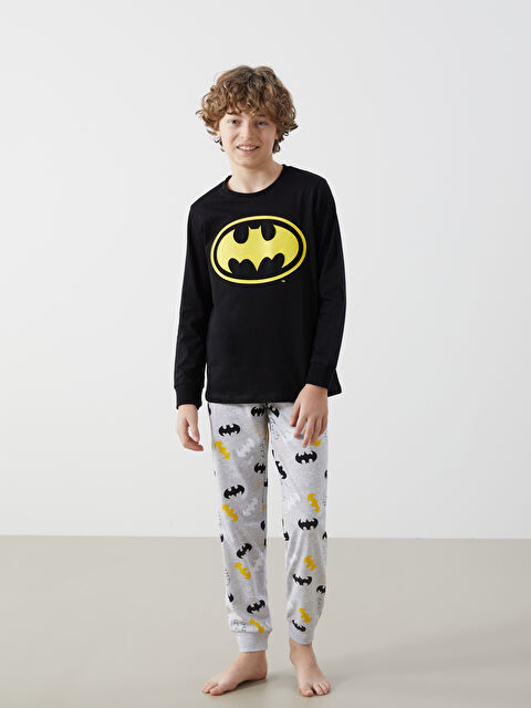 LCW Kids Bisiklet Yaka Batman Baskılı Erkek Çocuk Pijama Takımı - S54781Z4-CVL