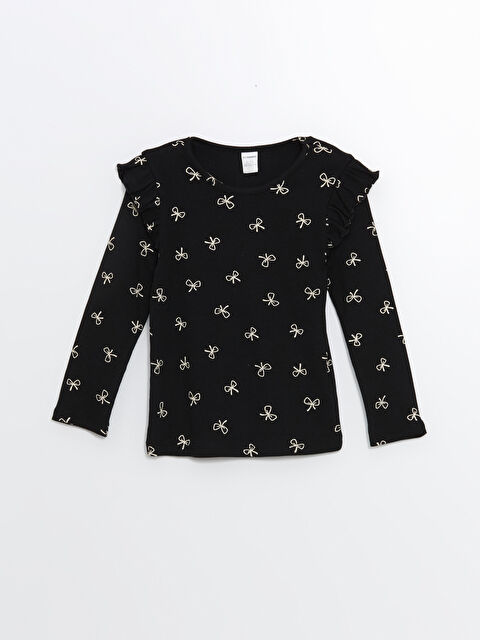 LCW Kids Bisiklet Yaka Desenli Kız Çocuk Tişört - S54799Z1-LQJ