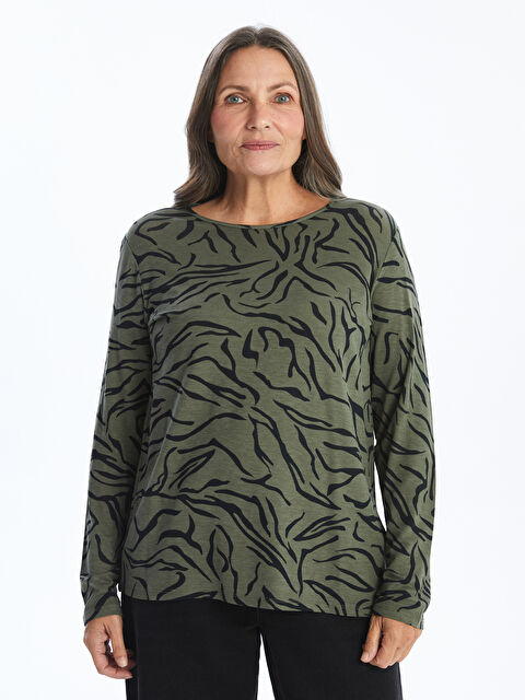 LCW Grace Bisiklet Yaka Desenli Kadın Bluz - S54913Z8-LS6